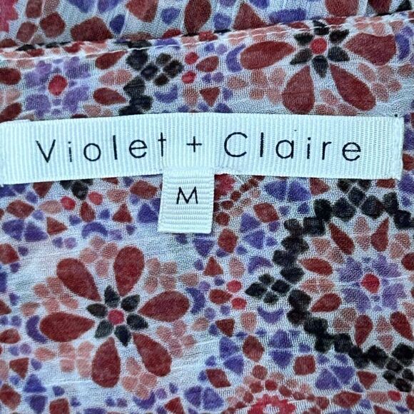 Violet + Claire Tunic Blouse Women's Medium Multicolor Keyhole Long Sleeves - Picture 13 of 15